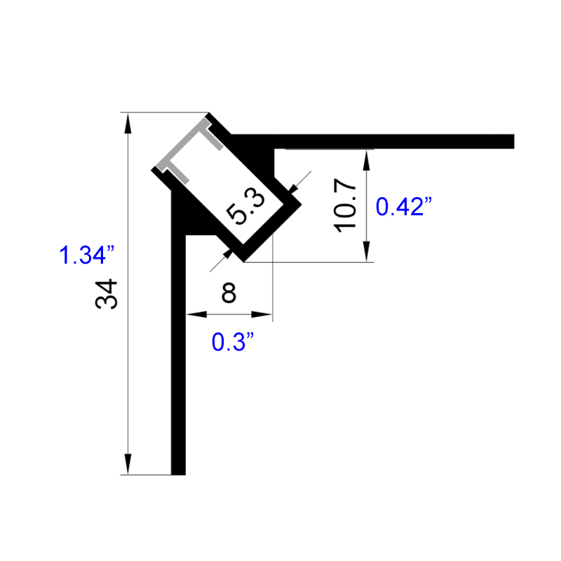 Mud In LED Outside Corner Moulding For 5mm Strip Light Mud In LED Outside Corner Moulding For 5mm Strip Light